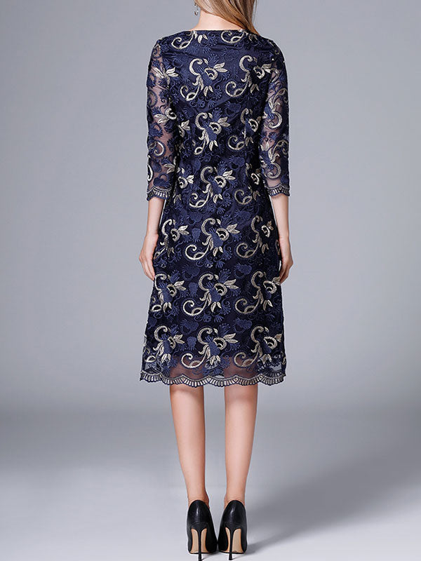 Robe midi en dentelle au crochet