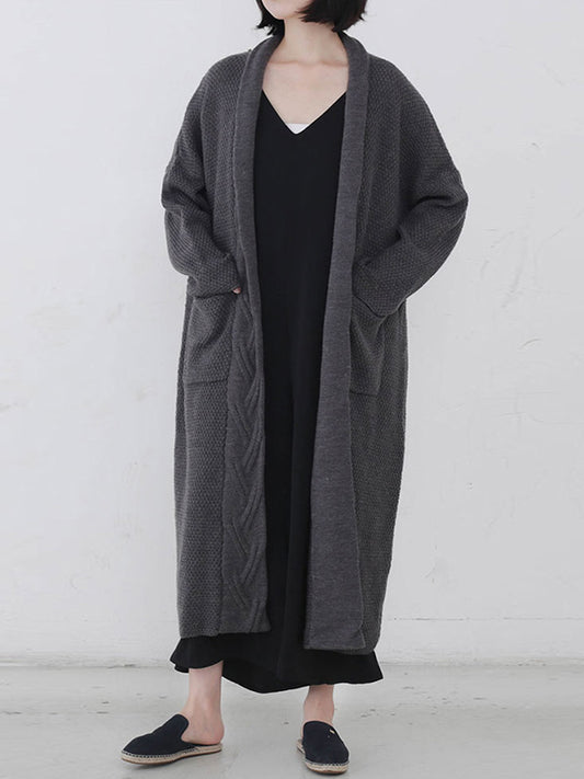 Diamond Long Cardigan Sweater com bolso