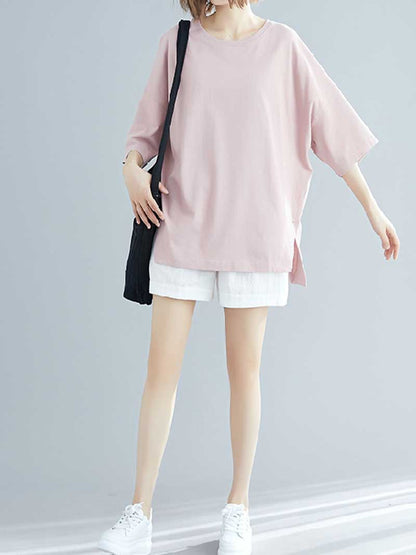 Evatrends Cotton Top, Summer wear, Short sleeves, Plain top, Round Neck Wear With Jeans pant 