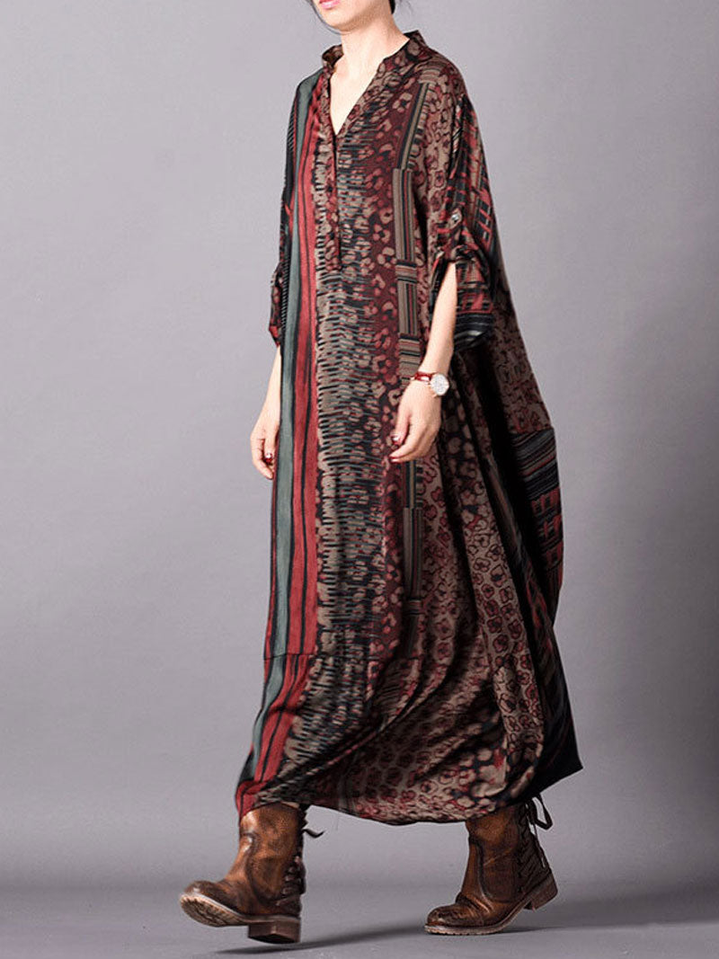 Women's Red Print Maxi Dress