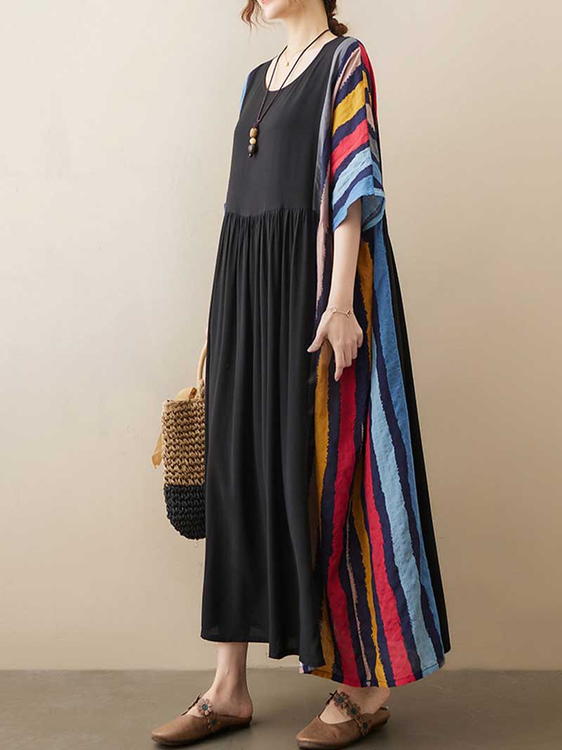 Robe de blouse rayée de fille rétro