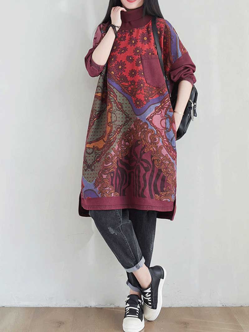 High Neck Sweater Midi Dress