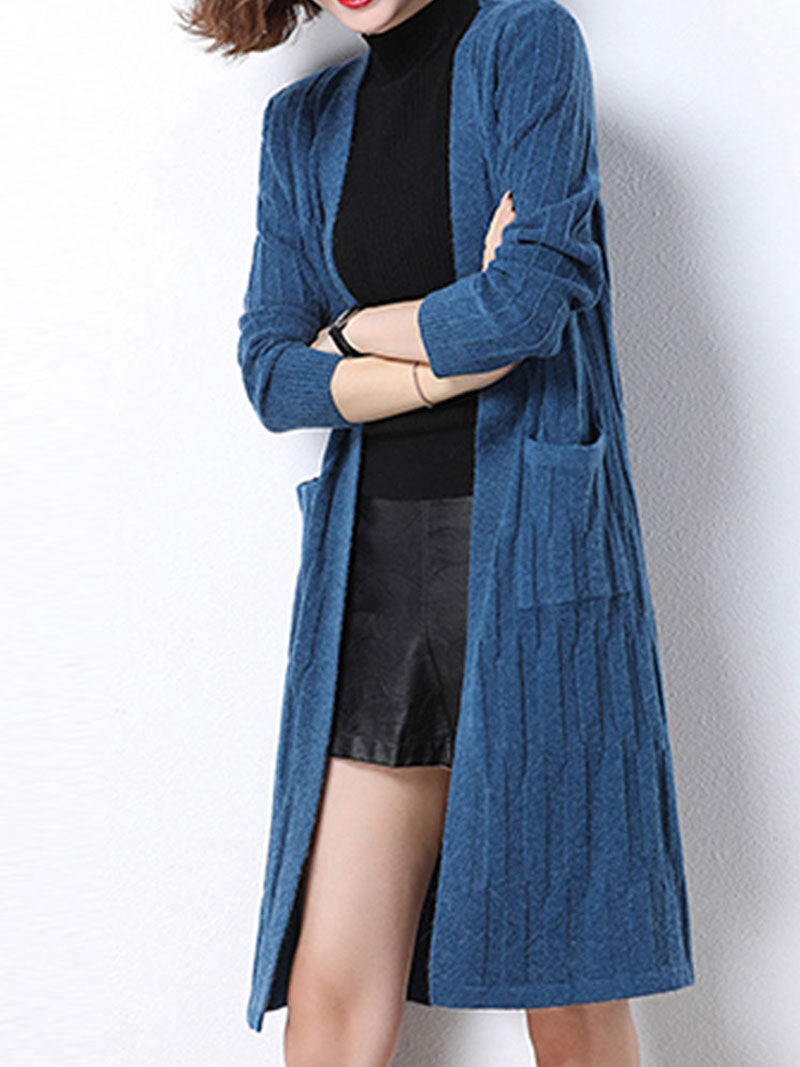 Blue Warm Long knitted Cardigan