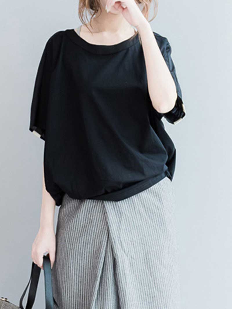 Evatrends Cotton Linen Top, Summer wear, Short sleeves, Stripped top, Round Neck, T-shirt Top, Wear With Jeans pant or Trouser