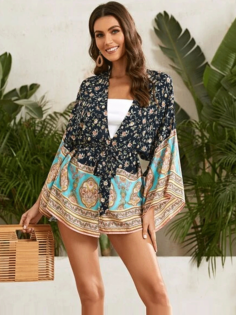 Evatrends cotton gown robe printed kimonos