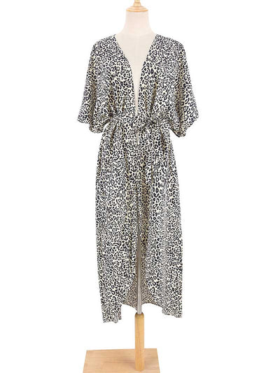 Evatrends cotton gown robe printed kimonos, Outerwear, Nightwear, Rayon, Board Sleeves, Different colors, Leopard print,