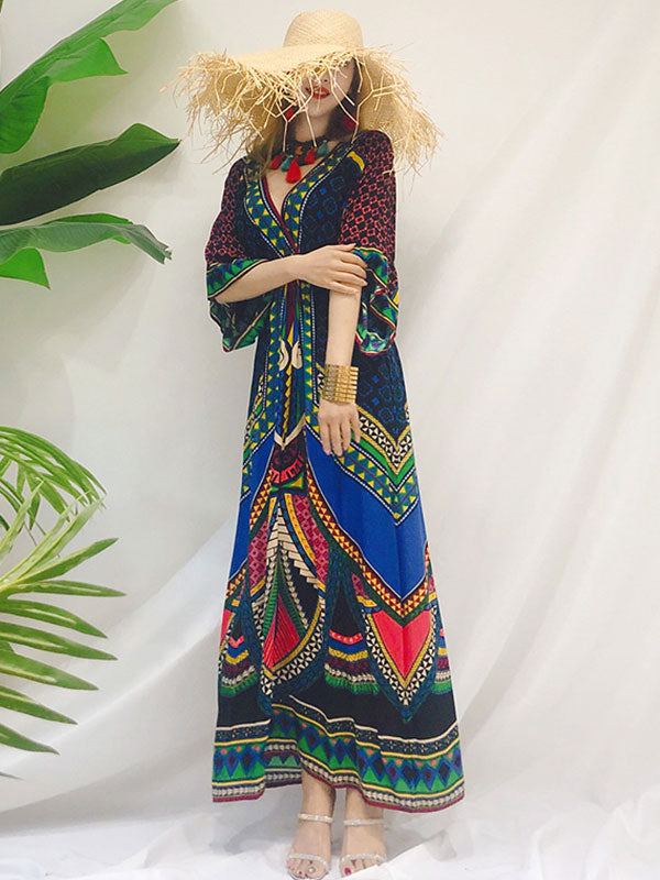 Tara Lee estilo retrô vestido maxi boêmio solto