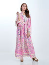 Evatrends cotton gown robe printed kimonos, Outerwear, Cotton, Viscose, Nightwear, Bordered trim, sleeves & bottom, long kimono, Kimono Broad sleeves with armpit opening, loose fitting,  Floral print, Belted