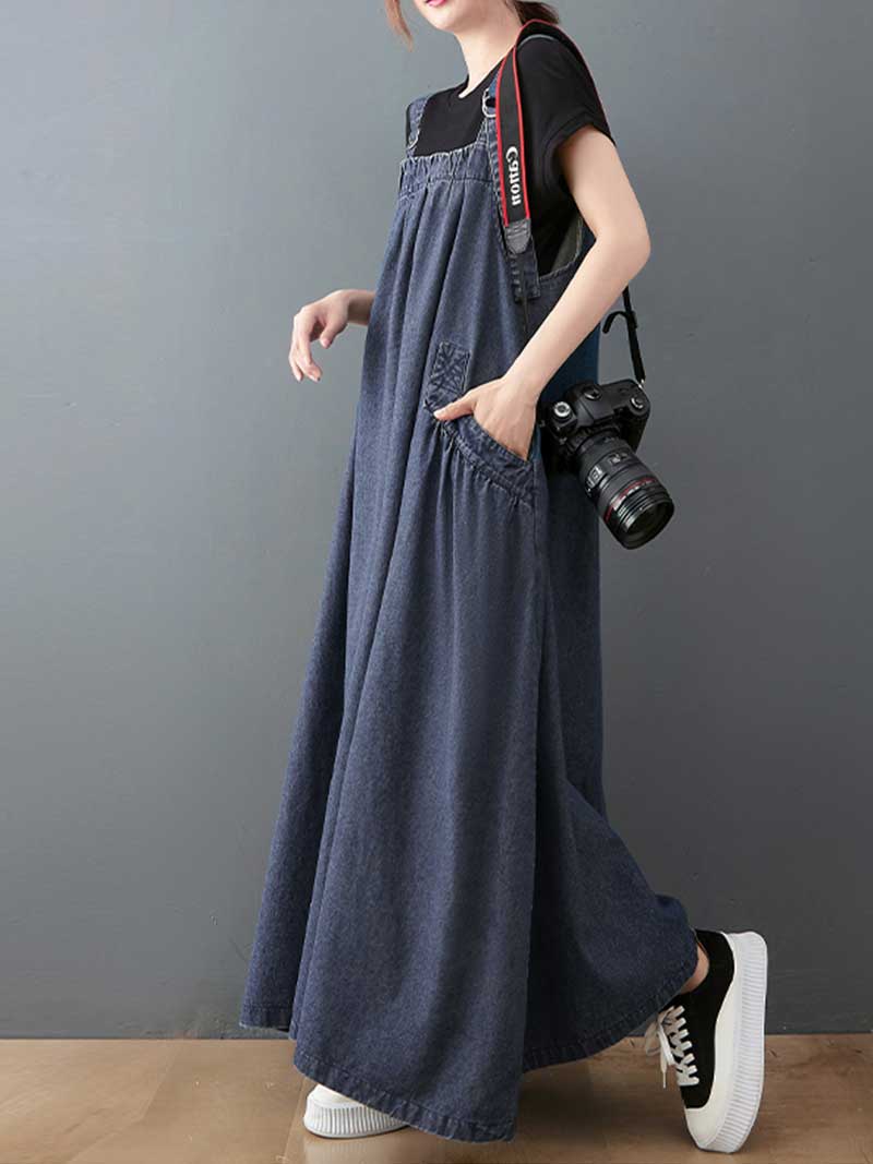 Eva Trends Trendy A Line Salopette Denim Overall