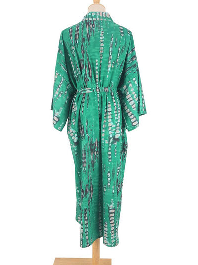 Evatrends cotton gown robe printed kimonos, Outerwear, Rayon 100（%）, Nightwear, long kimono, Board Sleeves, Different colors, loose fitting, Tie-Dye Print