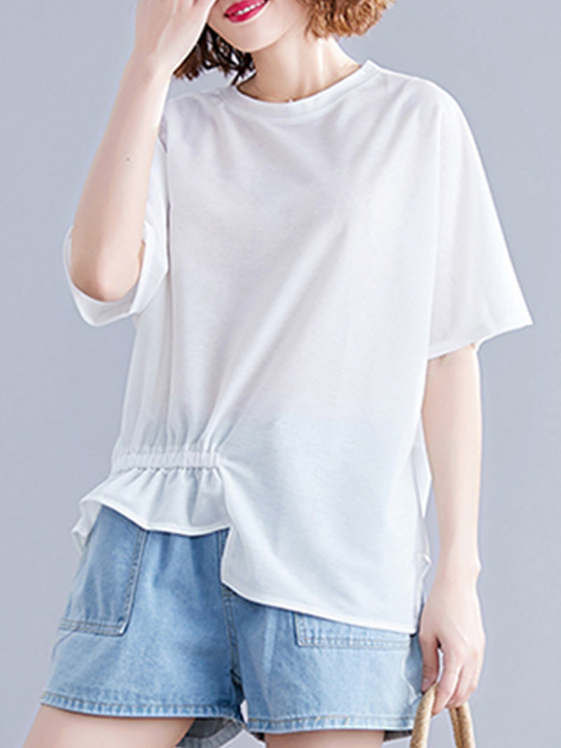 Women's White Elastic  Tops