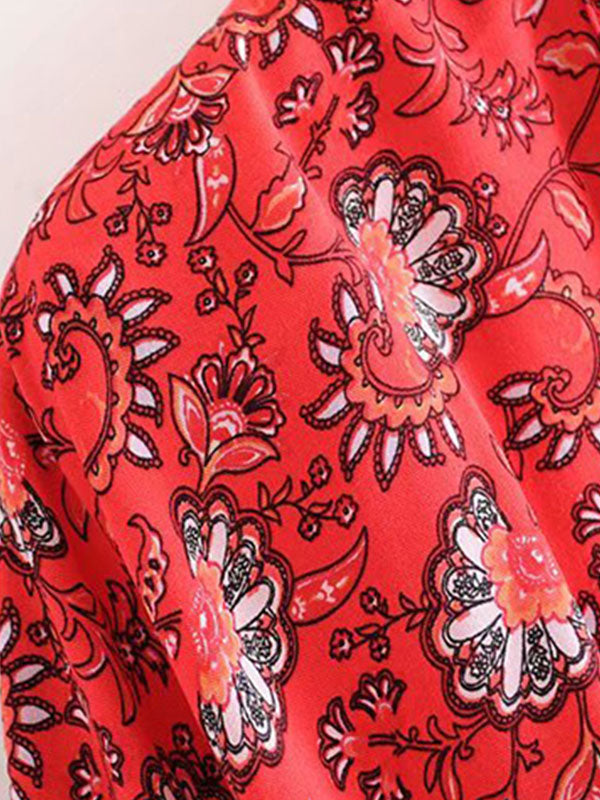 Mariée à imprimer floral Viscose de coton rouge