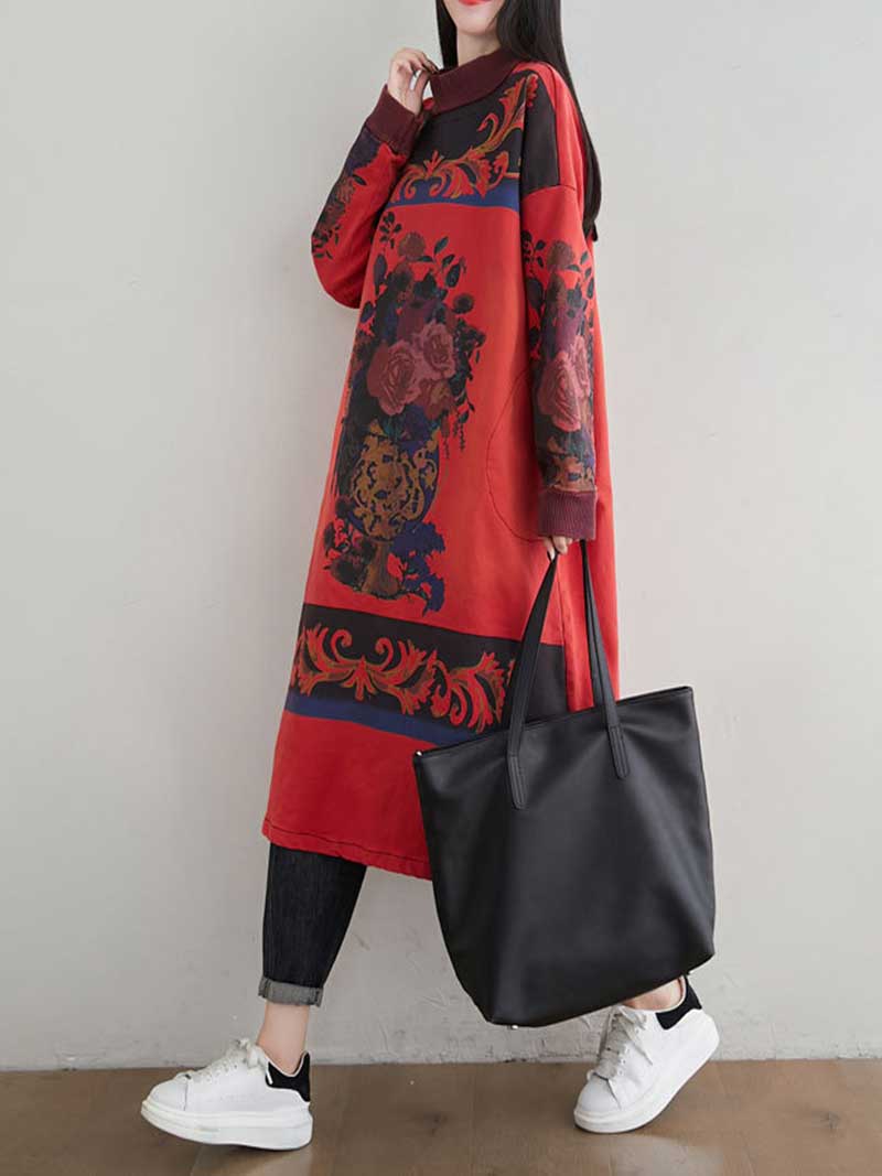 Cozy Women's High Neck Sweater Dress