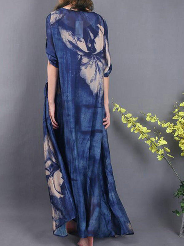 Flowy Silk Maxi Dress for Women