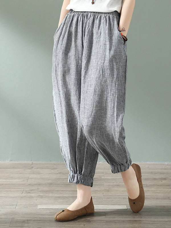 Pantalon de coton et de lin à roues à roues