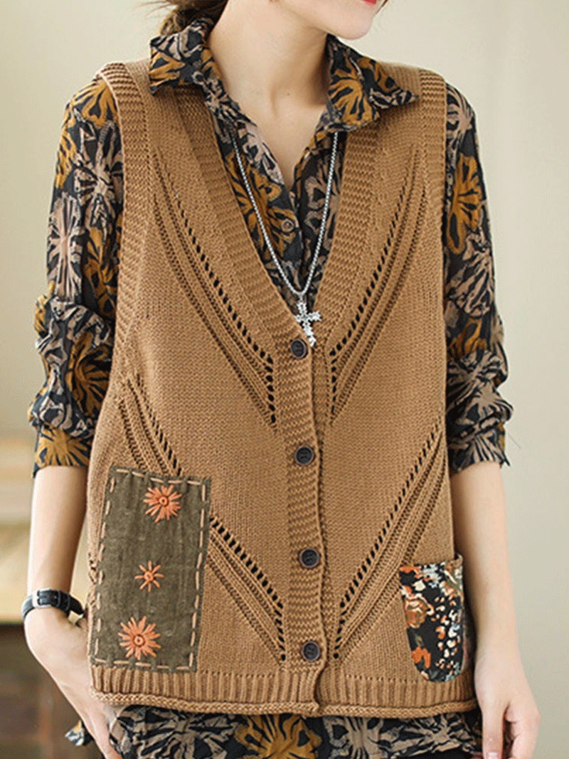 Patch samedi soir coton gilet en tricot Femme Sweater Cardigan