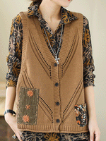 Saturday Night Patch algodão Cardigan de suéter de malha de algodão