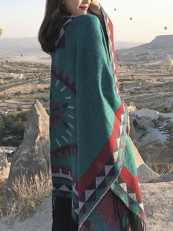 Cardigan de châle ouvert de style ethnique