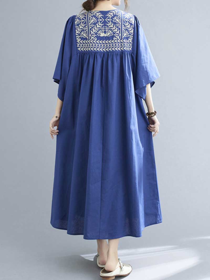 Embroidered Polyester  A-Line Dress