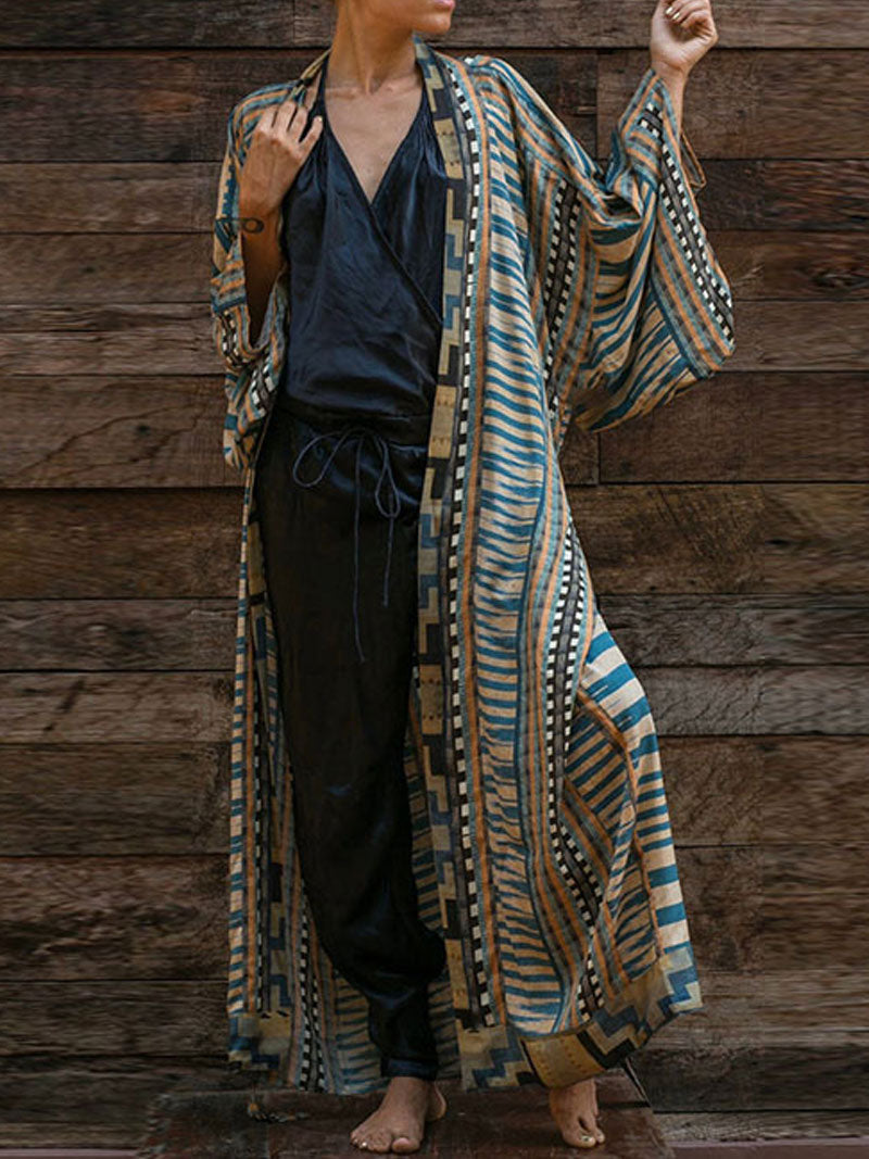 Evatrends cotton gown robe printed kimonos, Outerwear, Cotton, Nightwear, long kimono, Broad sleeves with armpit opening long Sleeves, loose fitting, Printed