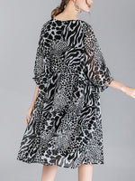 Abby Vintage Animal Print High Ciist Midi Dress