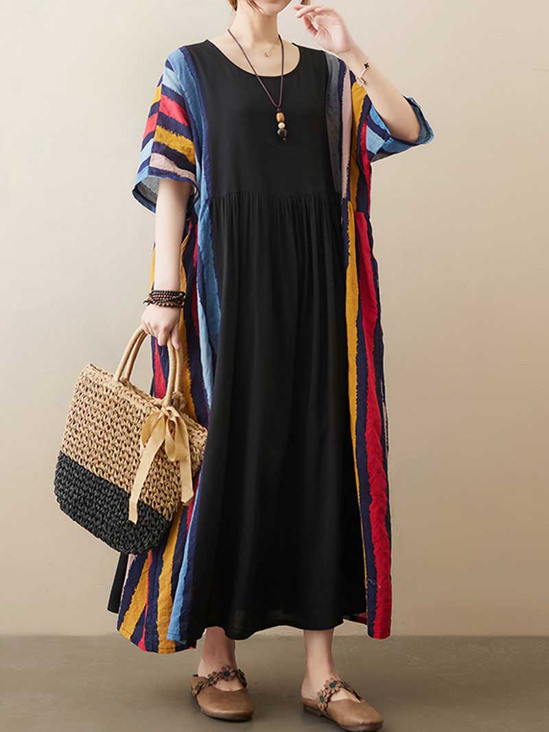 Robe de blouse rayée de fille rétro