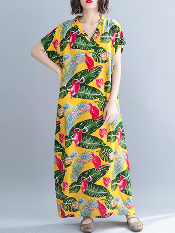 Feuilles de palmier et robe de Kaftan Flamingo Plus taille