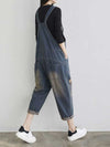 Dungarees cotton denim ripped jeans ,vintage retro style overall, Adjustable straps, Ripped