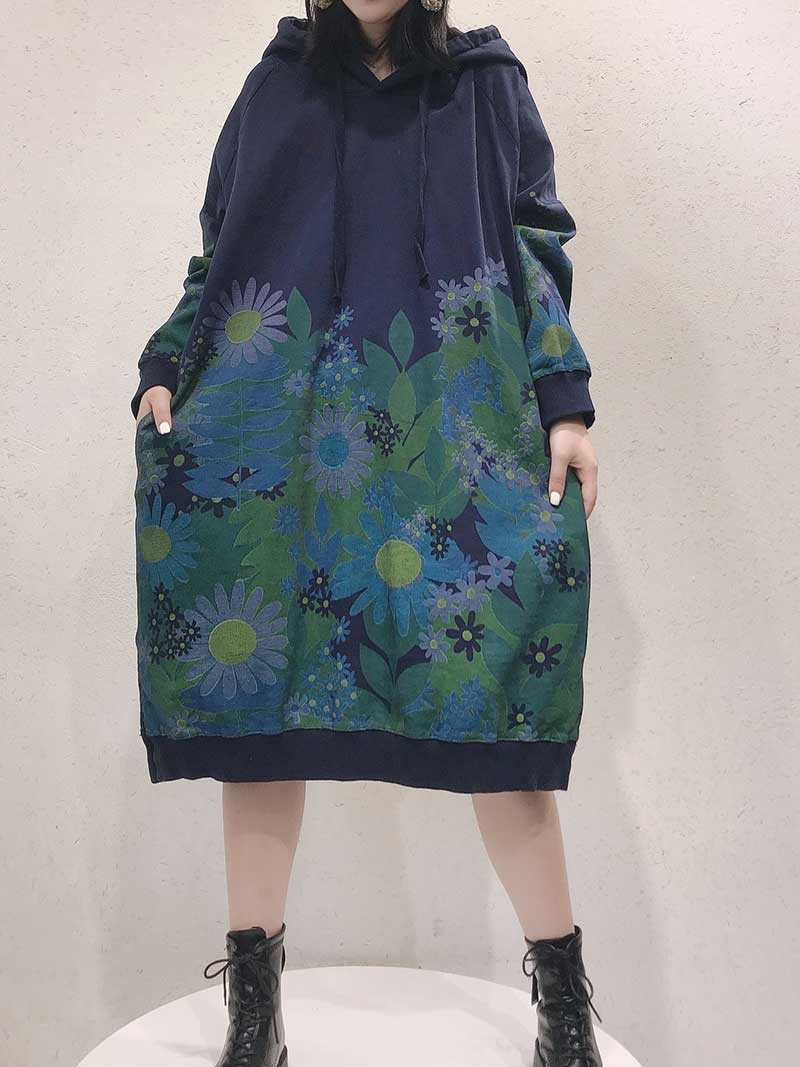 Trendy Women Hooded Sweater Dress