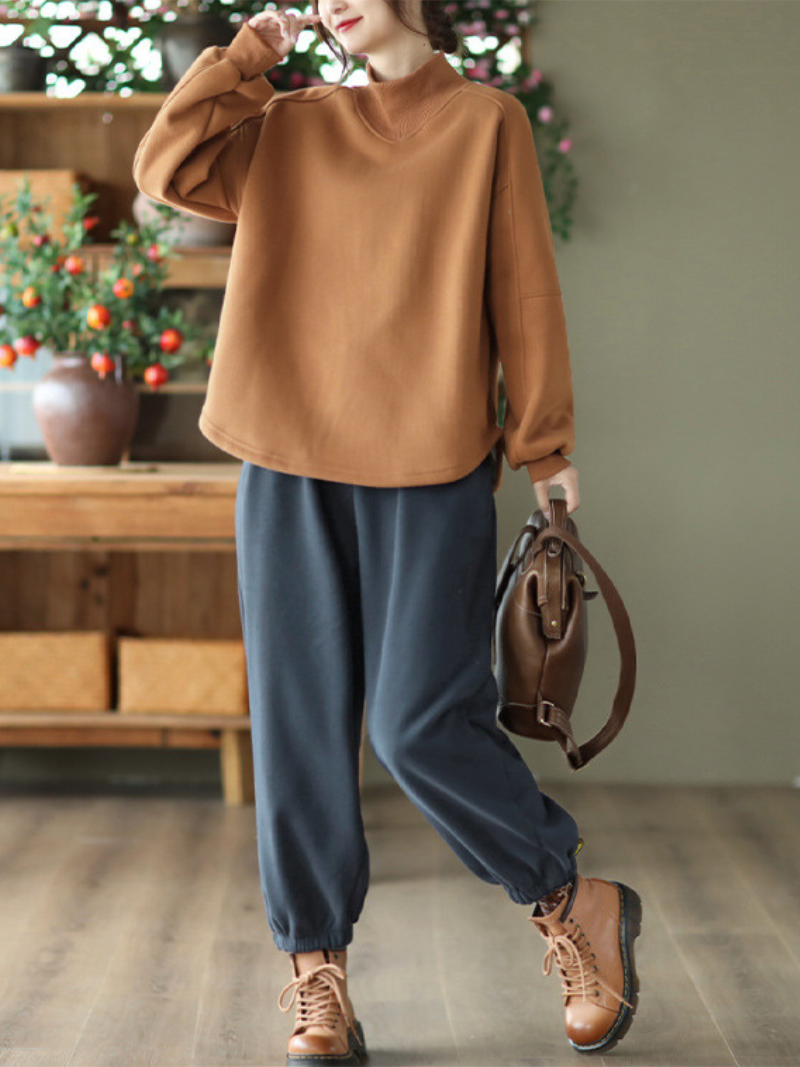 Women's Brown Sweater Loose Top