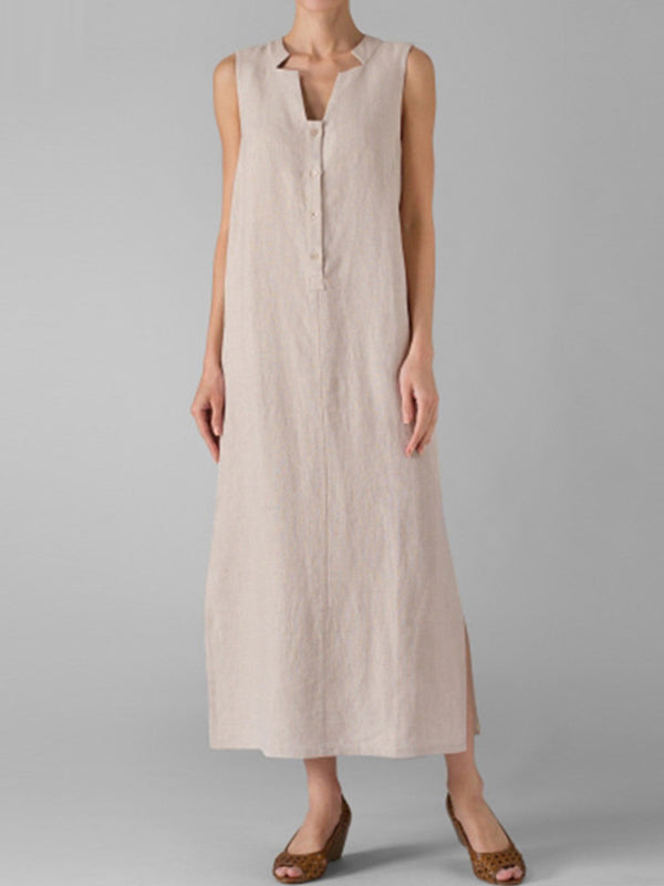 Chic Button Front Women's Maxi Dress | Eva Trends