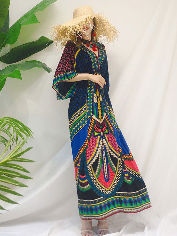 Tara Lee estilo retrô vestido maxi boêmio solto