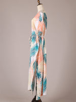Evatrends cotton gown robe printed kimonos, Outerwear, Cotton, Nightwear, long kimono, long Sleeves, loose fitting, Leaf print, Belted
