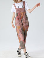 Dungarees cotton denim ripped jeans floral vintage retro style overall