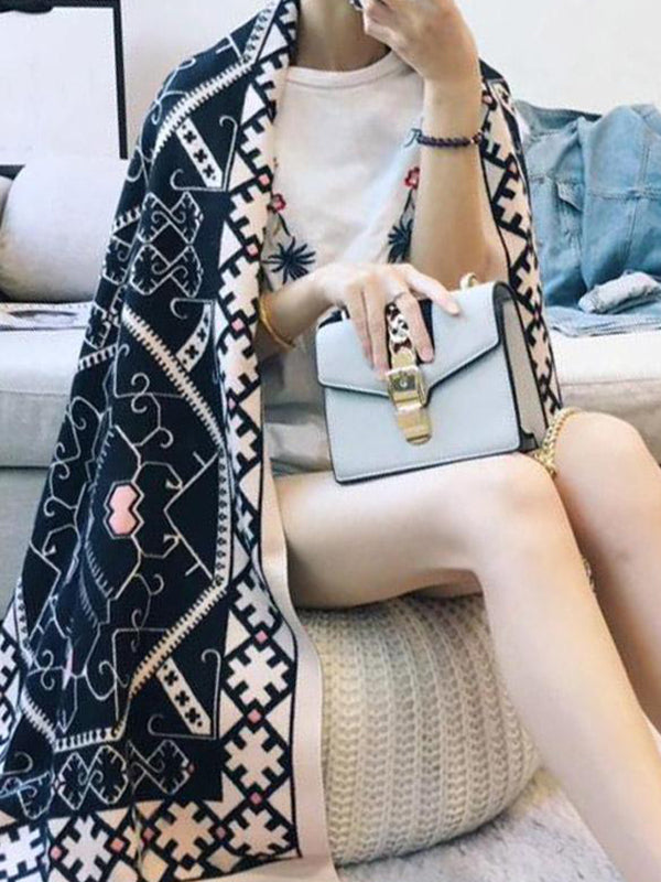 Écharpe en laine de blocs de couleur monogramme