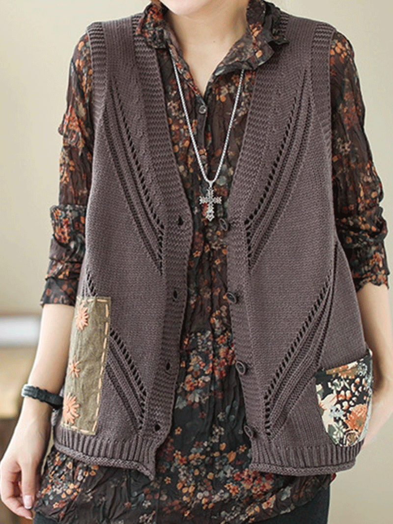 Patch samedi soir coton gilet en tricot Femme Sweater Cardigan