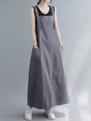 Plain Cotton Sleeveless Salopette Dress