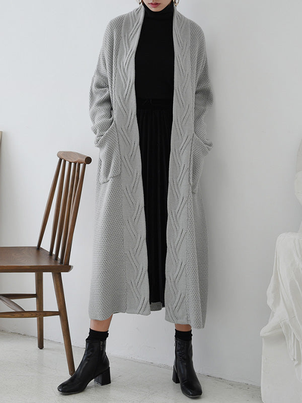 Diamond Long Cardigan Sweater com bolso
