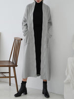 Diamond Long Cardigan Sweater com bolso