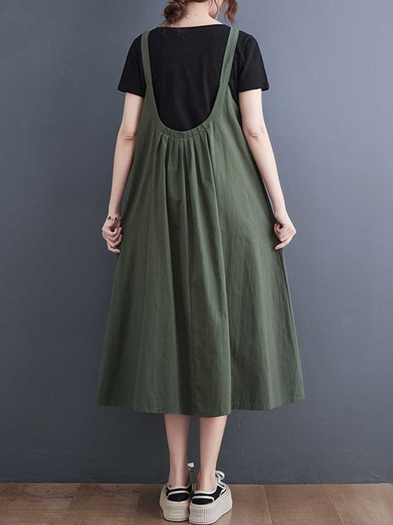 Plain Cotton Salopette Dress