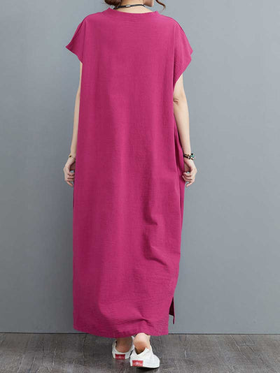 Plain Short Sleeves A-Line Dress