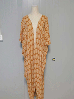 Evatrends cotton gown robe printed kimonos, Outerwear, Polyester, Nightwear, long kimono, Board Sleeves, black, yellow color, loose fitting, printed