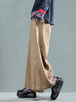 Harriett Vintage Casual-Waist Linen Wide Leg-perna com bolsos