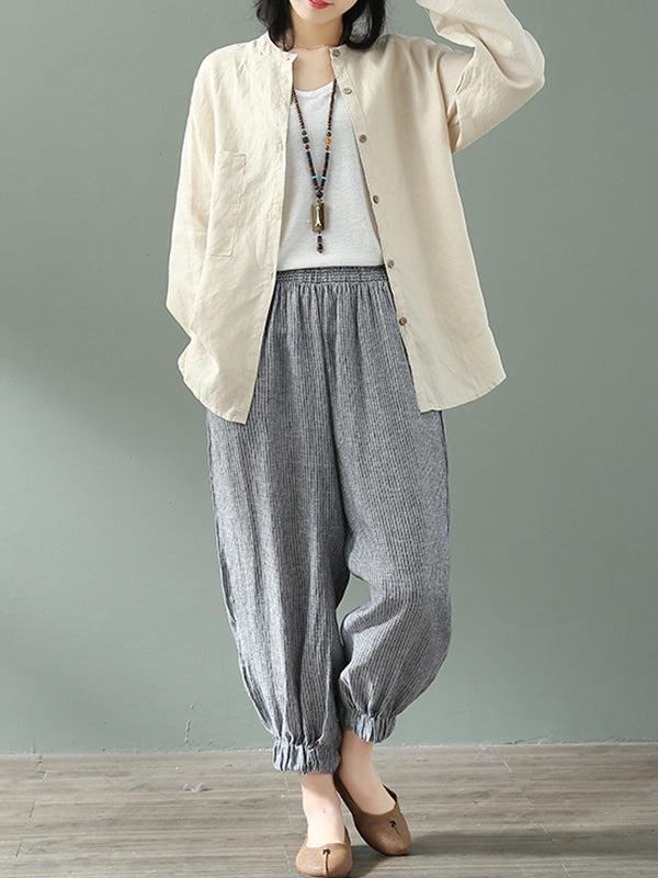 Pantalon de coton et de lin à roues à roues