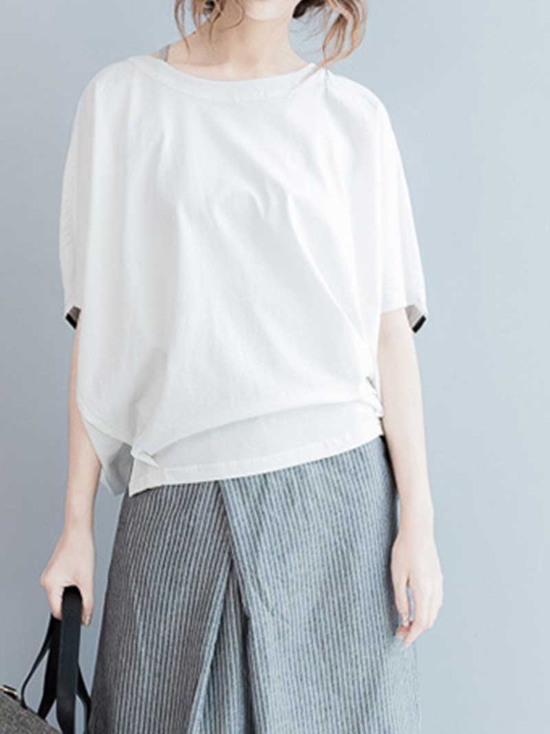 Evatrends Cotton Linen Top, Summer wear, Short sleeves, Stripped top, Round Neck, T-shirt Top, Wear With Jeans pant or Trouser