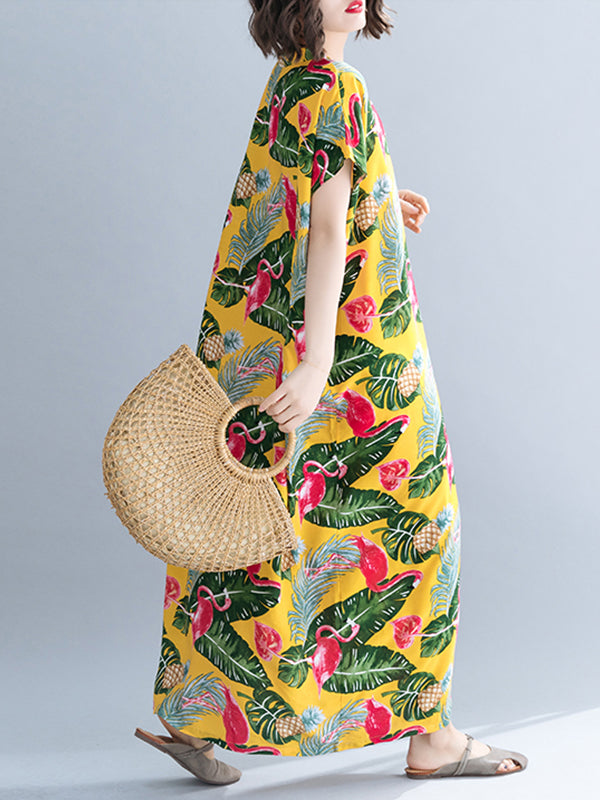 Feuilles de palmier et robe de Kaftan Flamingo Plus taille