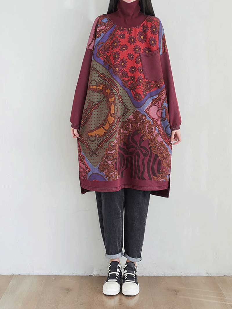 Red Women's Sweater Midi Dress