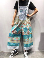 Dungarees cotton, trouser, floral vintage retro style overall, printed