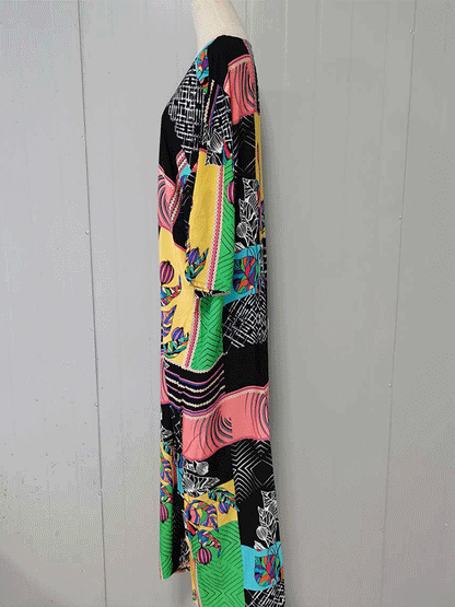 Evatrends cotton gown robe printed kimonos, Outerwear, Polyester, Nightwear, long kimono, long Sleeves, loose fitting, printed
