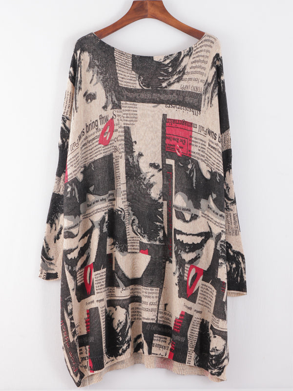 Sweater de notícias vintage